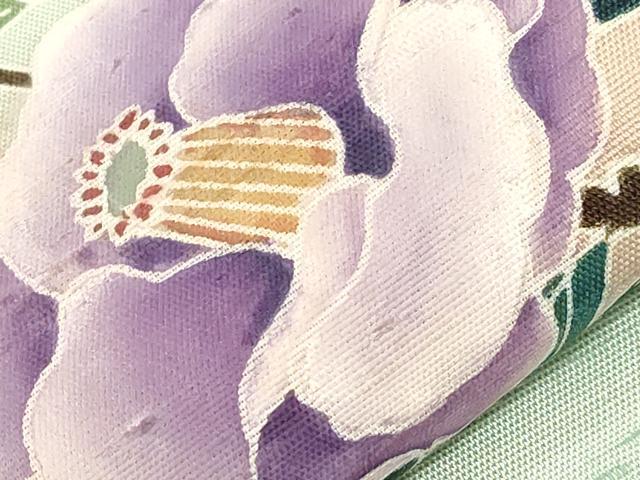 平和屋着物●九寸名古屋帯　友禅　作家物　紬地　椿　正絹　逸品　CAAZ0353dy