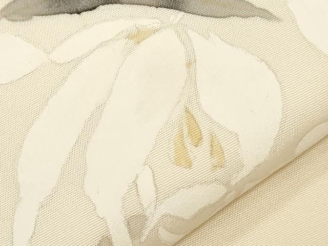 平和屋着物●塩瀬 九寸名古屋帯 手描き 草花文 金彩 正絹 逸品 CAAZ0354dy