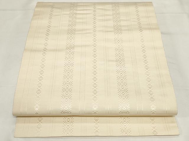 平和屋着物●本場筑前博多 八寸名古屋帯 献上 浅黄色 正絹 逸品 CAAZ0356dy