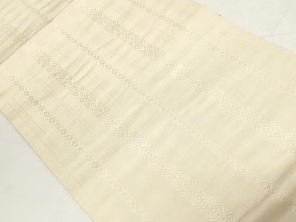平和屋着物●本場筑前博多 八寸名古屋帯 献上 浅黄色 正絹 逸品 CAAZ0356dy