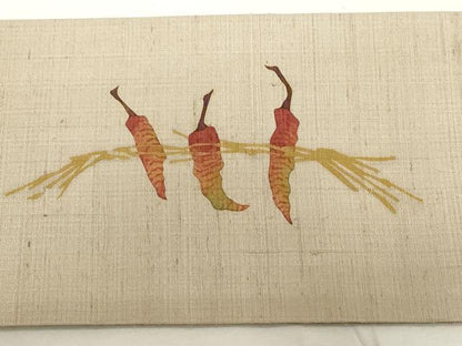 平和屋着物●九寸名古屋帯　生紬　唐辛子　正絹　逸品　未使用　CAAZ0362dy