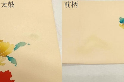 平和屋着物●塩瀬　九寸名古屋帯　草花文　金彩　逸品　CAAZ0371dy