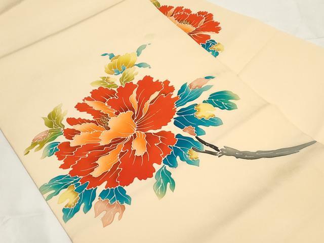 平和屋着物●塩瀬　九寸名古屋帯　草花文　金彩　逸品　CAAZ0371dy