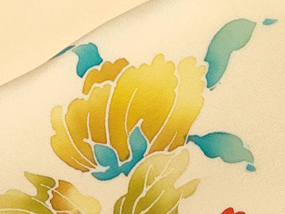 平和屋着物●塩瀬　九寸名古屋帯　草花文　金彩　逸品　CAAZ0371dy