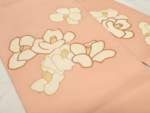 平和屋着物●九寸名古屋帯　駒刺繍　椿　金彩　正絹　逸品　CAAZ0377dy