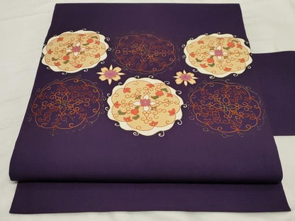 平和屋着物●塩瀬 九寸名古屋帯 正倉院花文 金彩 三越扱い 正絹 逸品 CAAZ0390dy