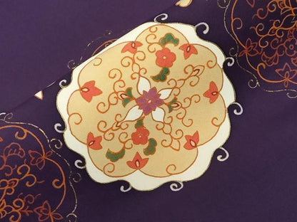 平和屋着物●塩瀬 九寸名古屋帯 正倉院花文 金彩 三越扱い 正絹 逸品 CAAZ0390dy