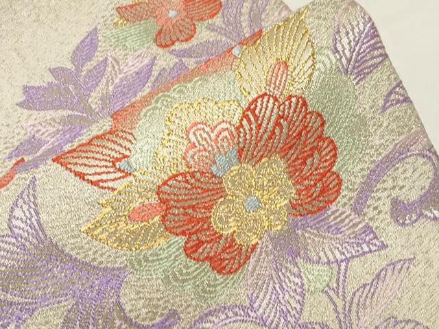 平和屋着物●九寸名古屋帯　更紗花文　金銀糸　正絹　逸品　CAAZ0393dy