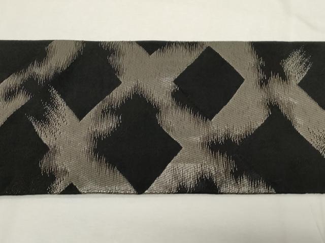 平和屋着物●九寸名古屋帯 吉祥文 黒地 銀糸 正絹 逸品 CAAZ0394dy