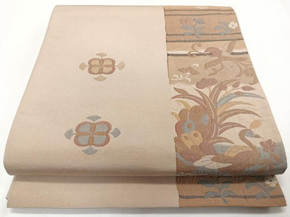 平和屋着物◎太鼓柄袋帯 花鳥文 正絹 逸品 CAAZ0408xi