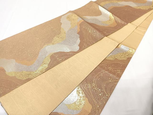平和屋着物◎六通柄袋帯　流水霞文　引箔　正絹　逸品　未使用　CAAZ0409xi