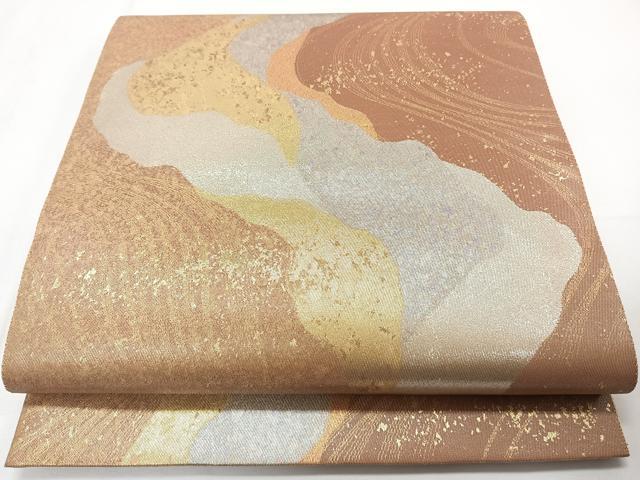 平和屋着物◎六通柄袋帯　流水霞文　引箔　正絹　逸品　未使用　CAAZ0409xi