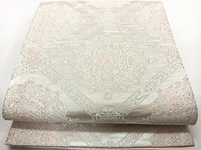 平和屋着物◎六通柄袋帯　唐織　天井宝相華　銀糸　正絹　逸品　CAAZ0414xi