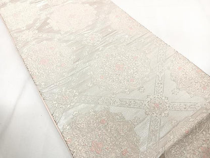 平和屋着物◎六通柄袋帯　唐織　天井宝相華　銀糸　正絹　逸品　CAAZ0414xi