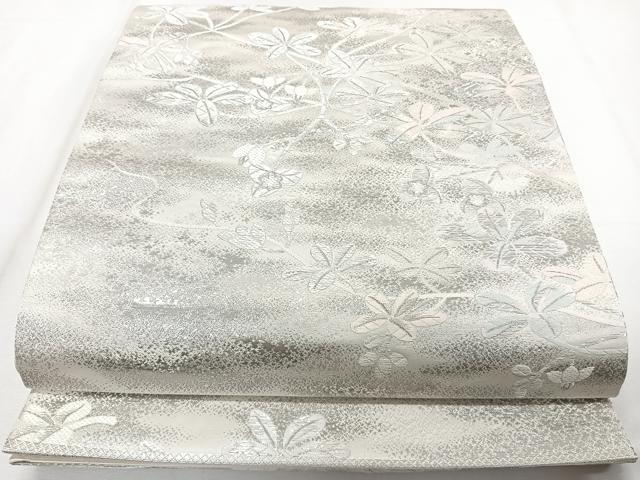 平和屋着物◎六通柄袋帯　唐織　草花文　銀糸　正絹　逸品　CAAZ0418xi