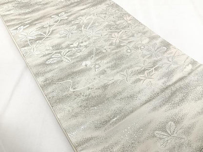 平和屋着物◎六通柄袋帯　唐織　草花文　銀糸　正絹　逸品　CAAZ0418xi