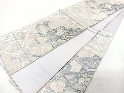平和屋着物◎六通柄袋帯　唐織　慶長御所解文　銀糸　正絹　逸品　CAAZ0427xi