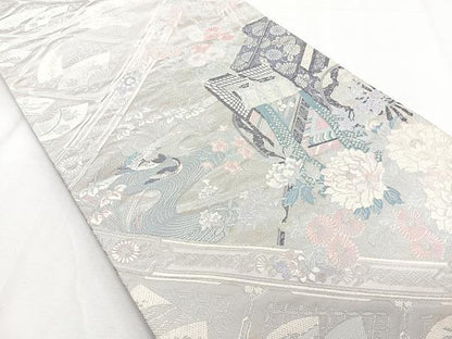 平和屋着物◎六通柄袋帯　唐織　慶長御所解文　銀糸　正絹　逸品　CAAZ0427xi