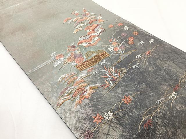 平和屋着物◎六通柄袋帯　唐織　嘉辰晴朗模様　金銀糸　正絹　逸品　CAAZ0431xi