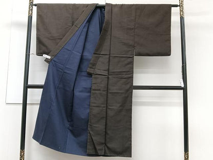 平和屋着物■男性　紬　枯色×黒色　正絹　逸品　CAAZ0627xi