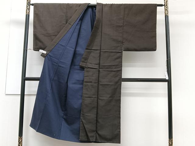 平和屋着物■男性　紬　枯色×黒色　正絹　逸品　CAAZ0627xi