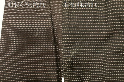 平和屋着物■男性　紬　横段文　正絹　逸品　CAAZ0628xi