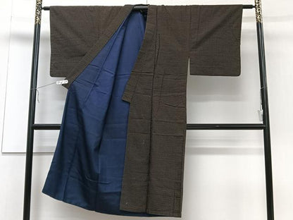 平和屋着物■男性　紬　横段文　正絹　逸品　CAAZ0628xi