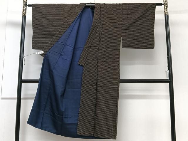 平和屋着物■男性　紬　横段文　正絹　逸品　CAAZ0628xi