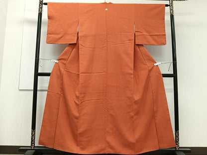 平和屋着物■上質な紬　照柿色　正絹　逸品　CAAZ0755xi
