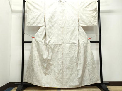 平和屋着物●本場大島紬 白大島 7マルキ 麻の葉文様 正絹 逸品 CAAZ0806vf