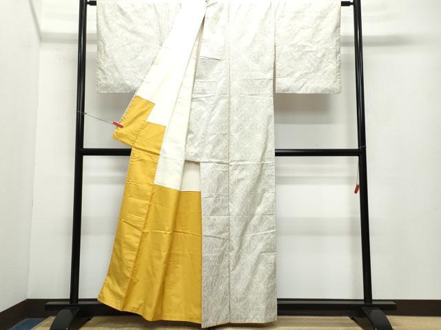 平和屋着物●本場大島紬 白大島 7マルキ 麻の葉文様 正絹 逸品 CAAZ0806vf