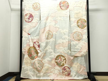 平和屋着物●創業460年・千總　振袖　刺繍　雪輪草花文　金彩　高島屋扱い　正絹　逸品　CAAZ0815vf