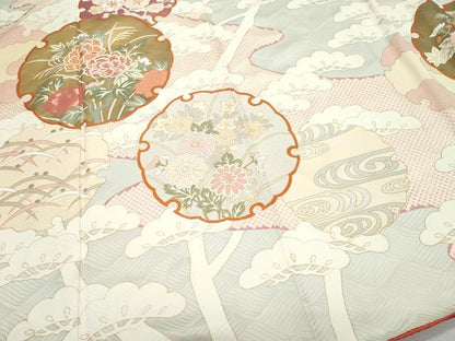 平和屋着物●創業460年・千總　振袖　刺繍　雪輪草花文　金彩　高島屋扱い　正絹　逸品　CAAZ0815vf