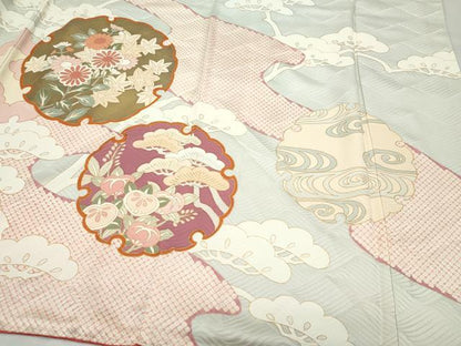 平和屋着物●創業460年・千總　振袖　刺繍　雪輪草花文　金彩　高島屋扱い　正絹　逸品　CAAZ0815vf