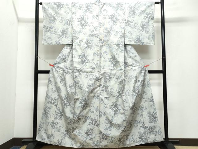 平和屋着物●本場大島紬 白大島 7マルキ 草花文 総絣 正絹 逸品 CAAZ0827vf