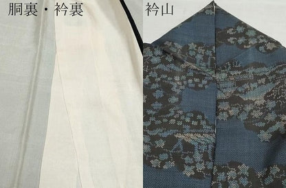 平和屋着物●本場大島紬　7マルキ　風景草花文　正絹　逸品　CAAZ0833vf