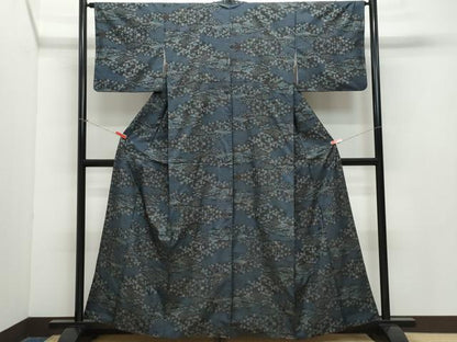 平和屋着物●本場大島紬　7マルキ　風景草花文　正絹　逸品　CAAZ0833vf