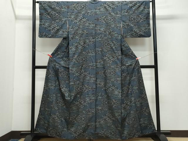 平和屋着物●本場大島紬　7マルキ　風景草花文　正絹　逸品　CAAZ0833vf