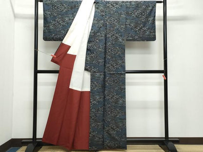 平和屋着物●本場大島紬　7マルキ　風景草花文　正絹　逸品　CAAZ0833vf