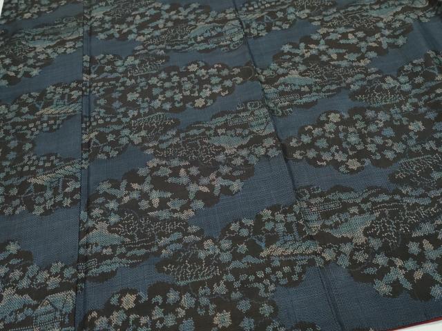 平和屋着物●本場大島紬　7マルキ　風景草花文　正絹　逸品　CAAZ0833vf