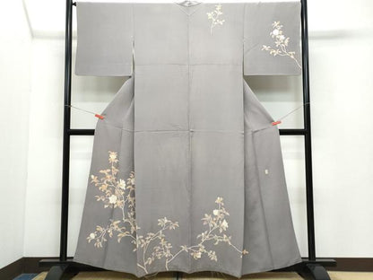 平和屋着物●名匠・初代由水十久師事 本加賀友禅作家 竹内銀風 訪問着 枝花文 正絹 逸品 CAAZ0842vf