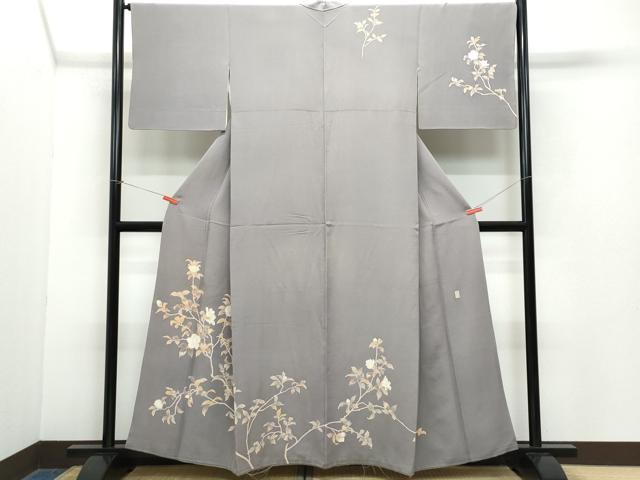 平和屋着物●名匠・初代由水十久師事 本加賀友禅作家 竹内銀風 訪問着 枝花文 正絹 逸品 CAAZ0842vf