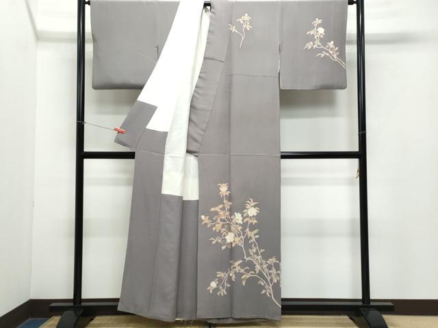 平和屋着物●名匠・初代由水十久師事 本加賀友禅作家 竹内銀風 訪問着 枝花文 正絹 逸品 CAAZ0842vf
