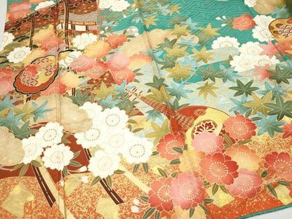 平和屋着物●豪華振袖 駒刺繍 風景楽器花文 金彩 正絹 逸品 CAAZ0858vf