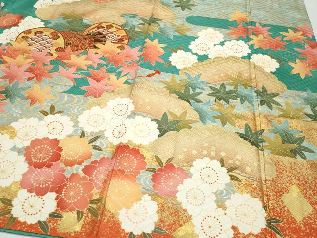 平和屋着物●豪華振袖 駒刺繍 風景楽器花文 金彩 正絹 逸品 CAAZ0858vf