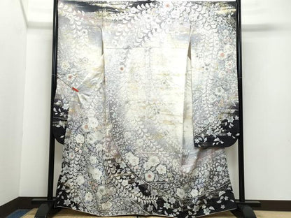 平和屋着物●豪華振袖　辻が花　暈し染め　銀通し地　正絹　逸品　CAAZ0866vf