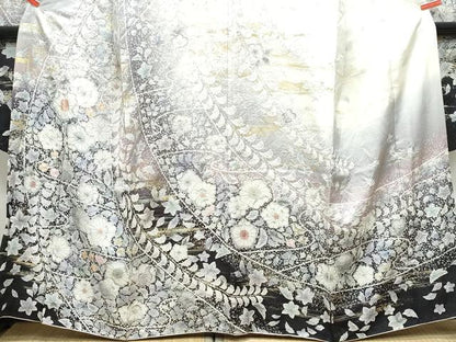 平和屋着物●豪華振袖　辻が花　暈し染め　銀通し地　正絹　逸品　CAAZ0866vf