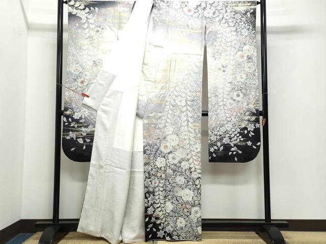 平和屋着物●豪華振袖　辻が花　暈し染め　銀通し地　正絹　逸品　CAAZ0866vf