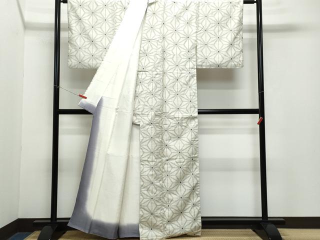 平和屋着物●上質な紬　麻の葉文様　正絹　逸品　CAAZ0871vf