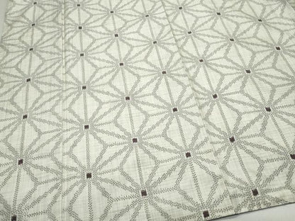 平和屋着物●上質な紬　麻の葉文様　正絹　逸品　CAAZ0871vf